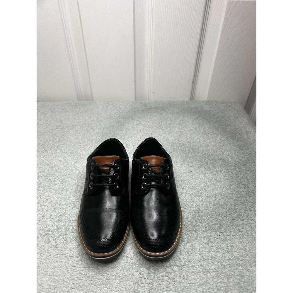 Bruno Marc Boys Dress Shoes Black Brown Lace-Up Size 9 Toddler